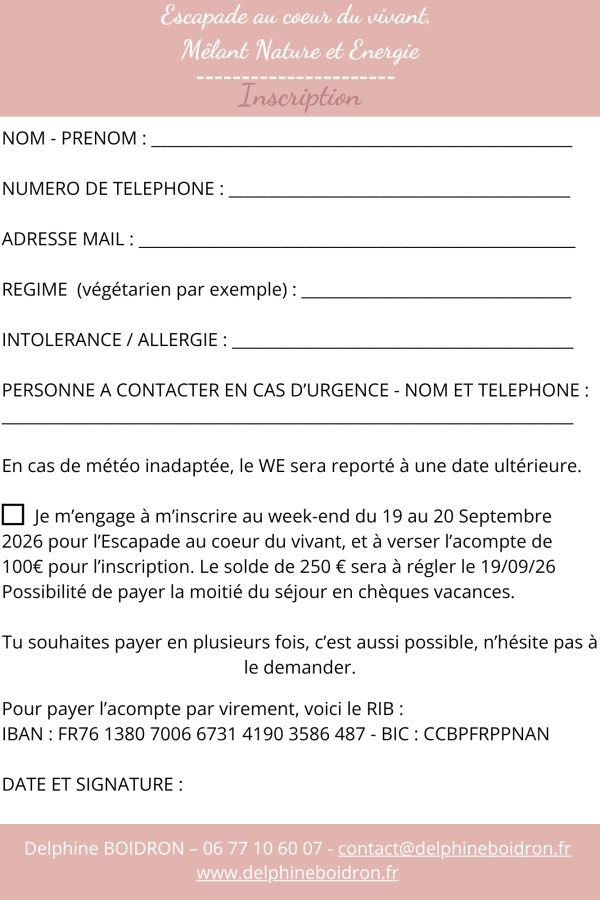 Inscription avt 30 juillet escapade au coeur du vivant
